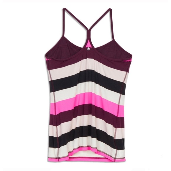 Size 4 Vintage Lululemon Power Y Tank - Pow Stripe/Raspberry Glow - Picture 2 of 6